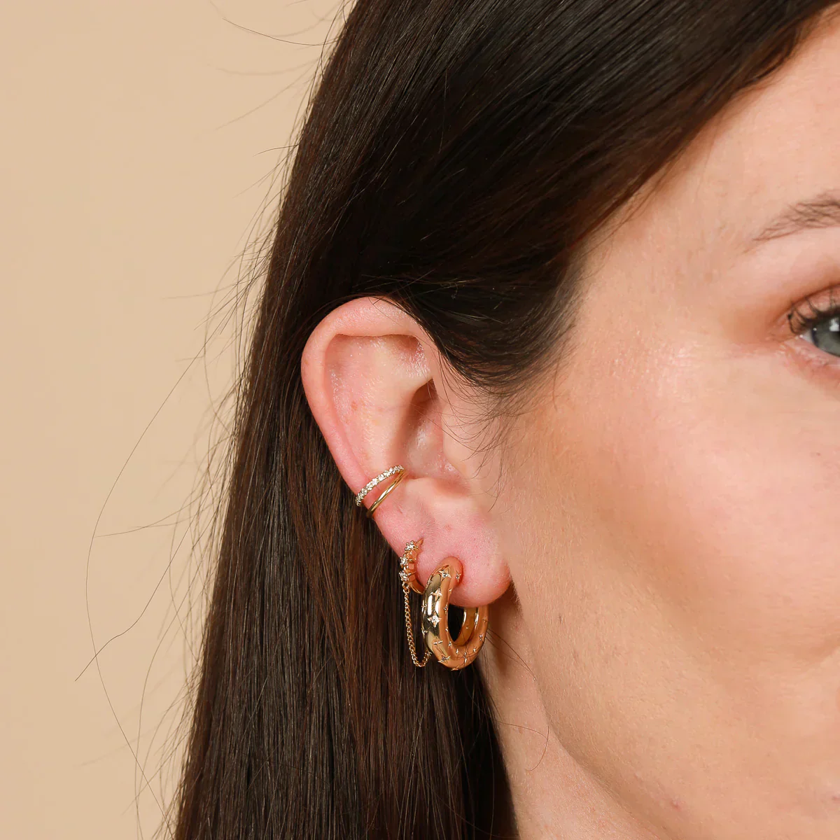 Kosmiczne kolczyki koło | Złoty - Image 3