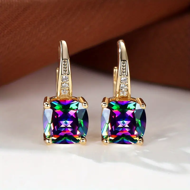 Kolczyki z kółkiem kamień Mystic Sapphire | Złoto - Image 4